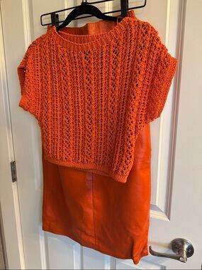 Zara Orange Knit Cropped Sweater